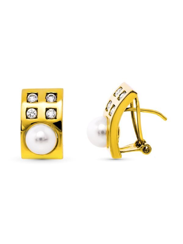 18K PENDIENTES ORO AMARILLO PERLA...