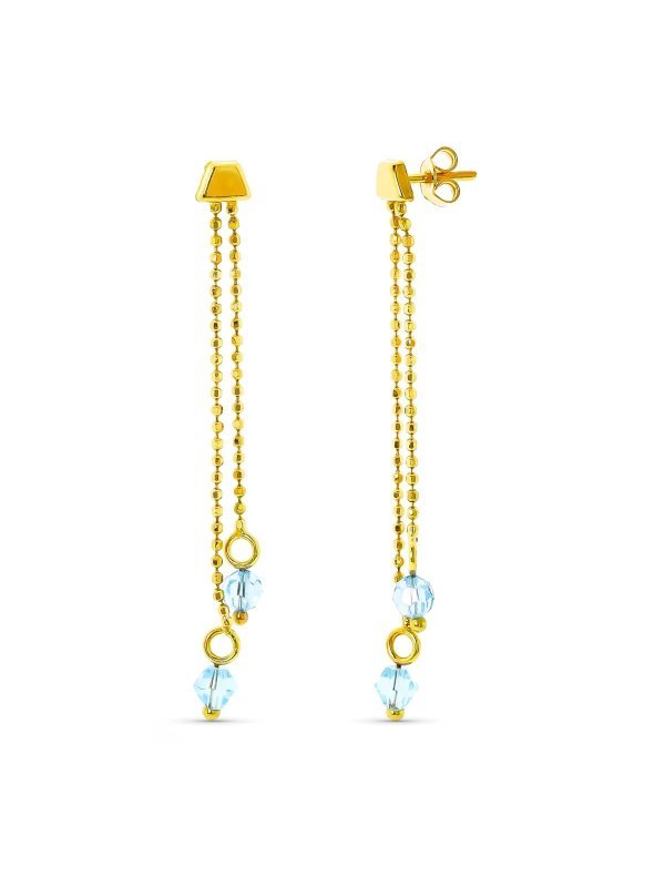 18K PENDIENTES ORO AMARILLO 2 CADENAS...