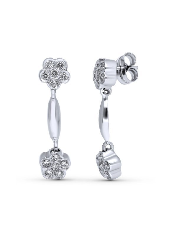 18K PENDIENTES ORO BLANCO LARGOS...