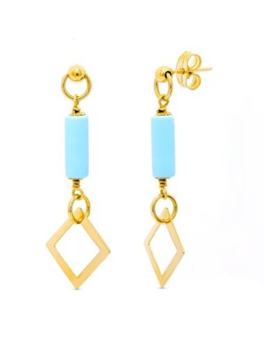 18K PENDIENTES ORO AMARILLO TURQUESA...