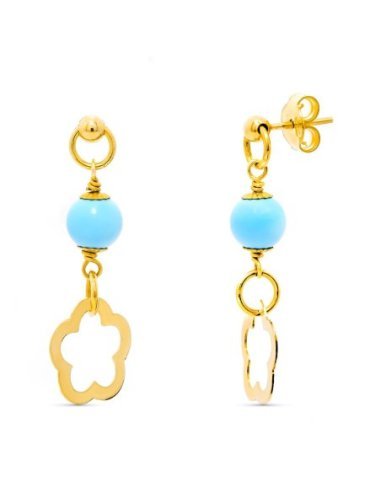 18K PENDIENTES ORO AMARILLO TURQUESA...