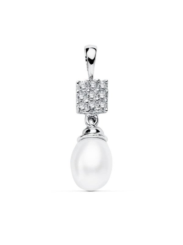 18K COLGANTE ORO BLANCO CUAJO Y PERLA...