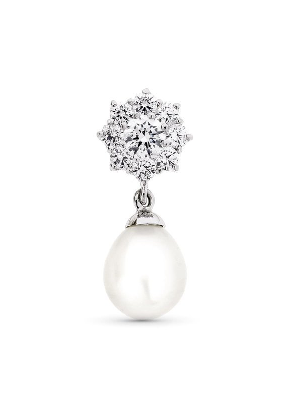 18K COLGANTE ORO BLANCO CON PERLA Y...