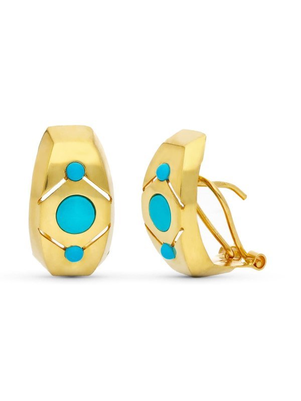 18K PENDIENTES ORO AMARILLO TURQUESA...