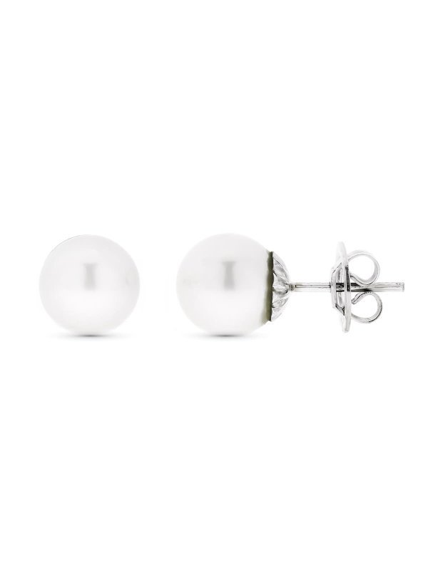 18K PENDIENTES ORO BLANCO Y PERLA...