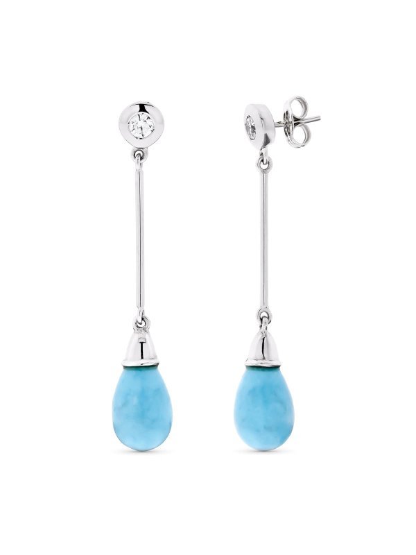18K PENDIENTES ORO BLANCO LARGOS...