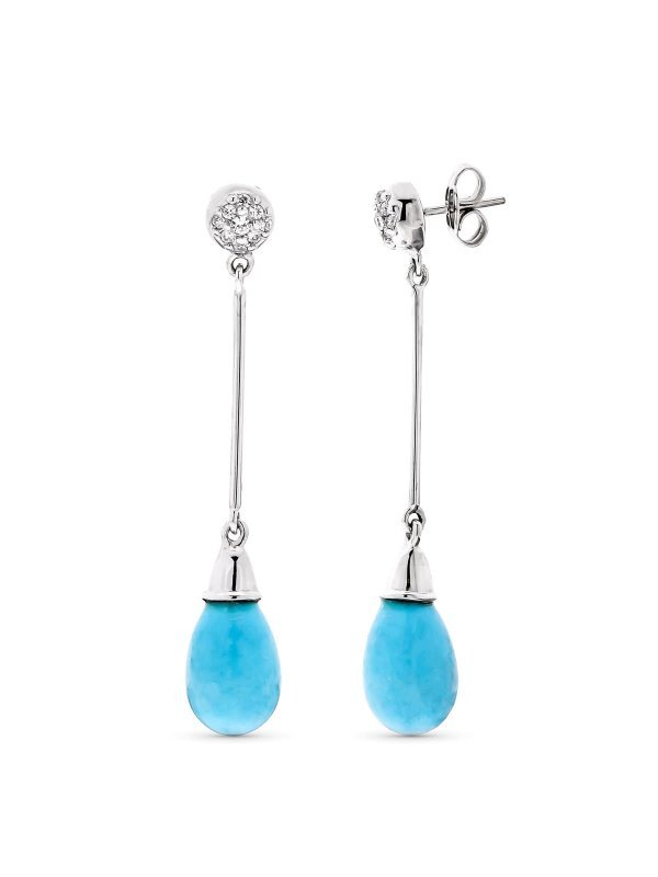 18K PENDIENTES ORO BLANCO LARGOS...