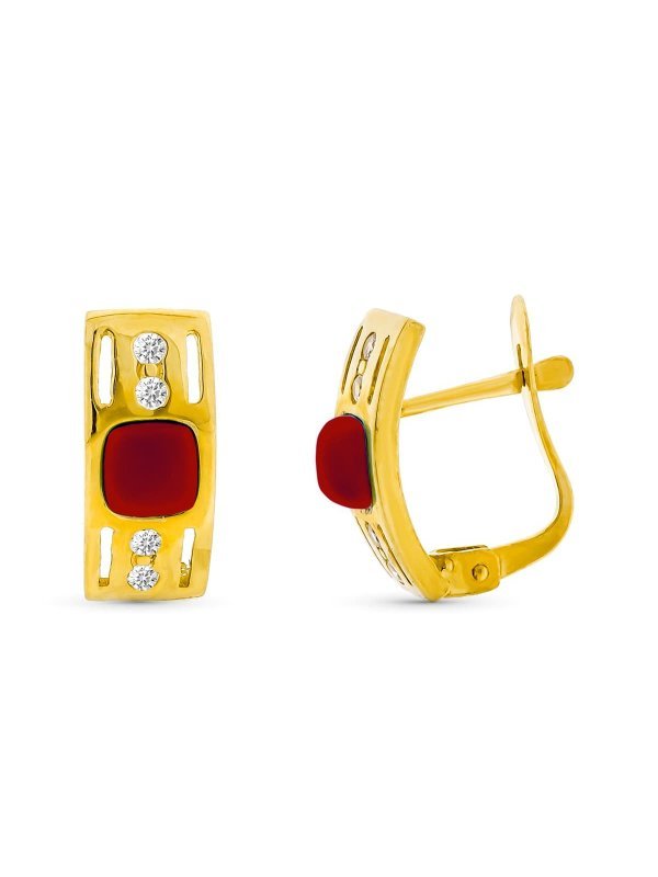 18K PENDIENTES CORAL FINO 4 MM...