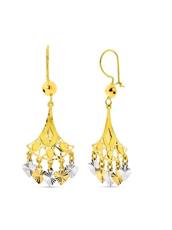 18K PENDIENTES ORO BICOLOR LARGOS....