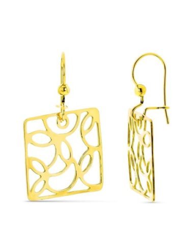18K PENDIENTES CUADRADOS ORO AMARILLO...
