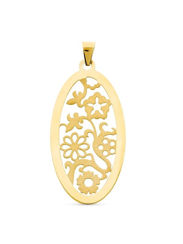 18K COLGANTE ORO AMARILLO OVAL CALADO...