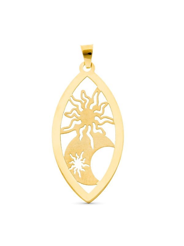 18K COLGANTE ORO AMARILLO OVAL SOL Y...