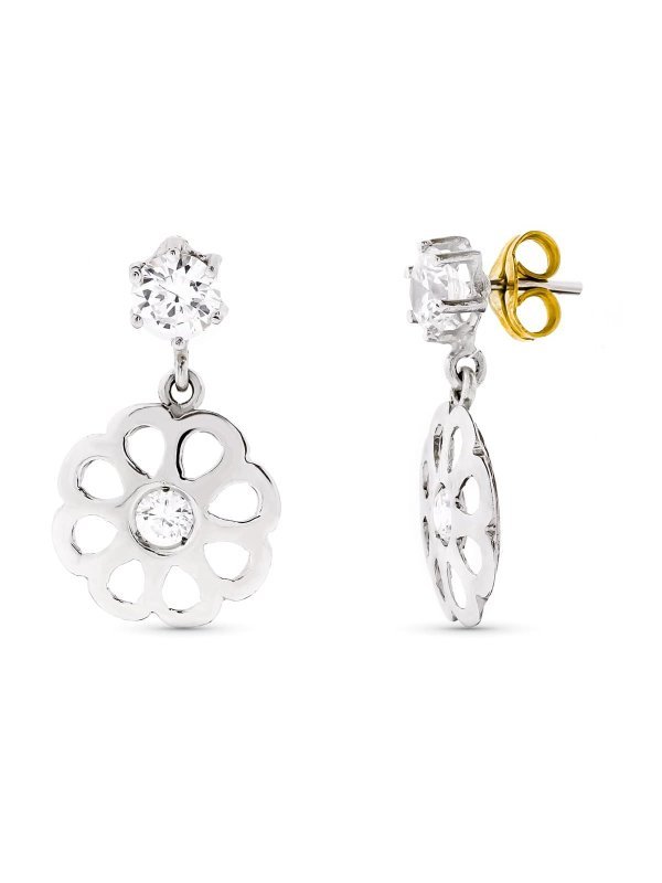 18K PENDIENTES ORO BLANCO CIRCONITAS...