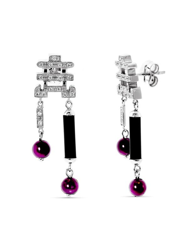 18K PENDIENTES ORO BLANCO CON...