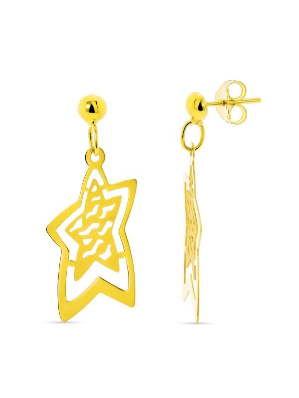 18K PENDIENTES LARGOS ESTRELLA...