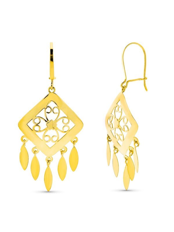 18K PENDIENTES ORO AMARILLO LARGOS...