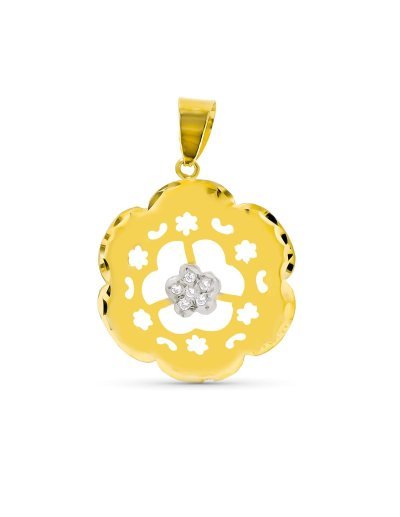 18K COLGANTE BICOLOR FLOR...