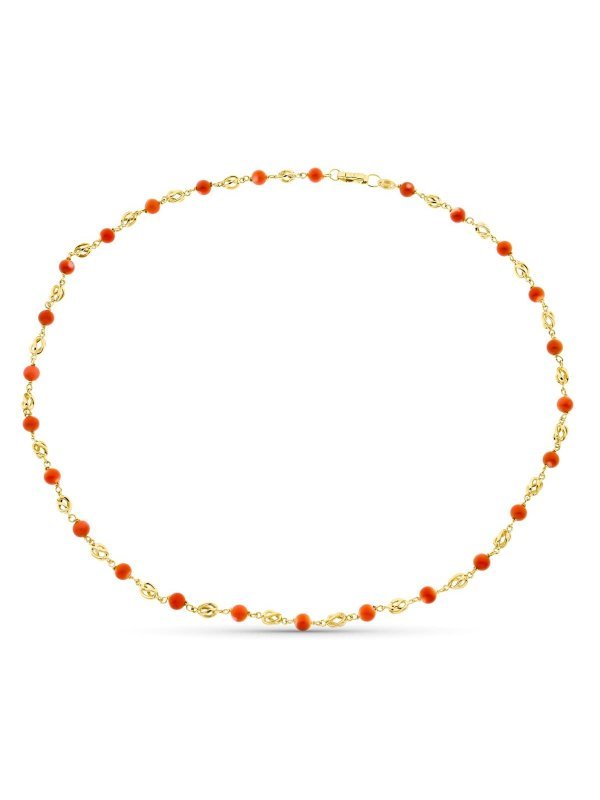 18K COLLAR ORO AMARILLO JAULA CORAL...