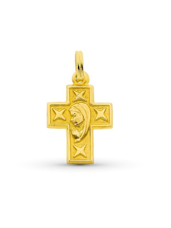 18K CRUZ ORO AMARILLO VIRGEN 23X16 MM