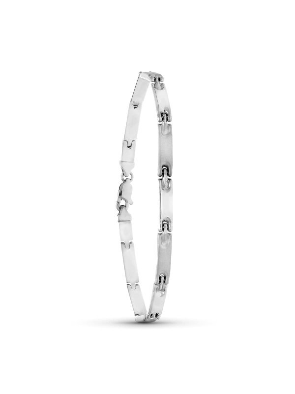 18K PULSERA ORO BLANCO TRAMOS MATE Y...