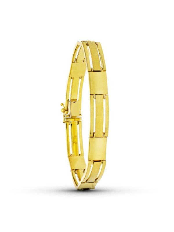 18K PULSERA ORO AMARILLO TRAMOS MATE...