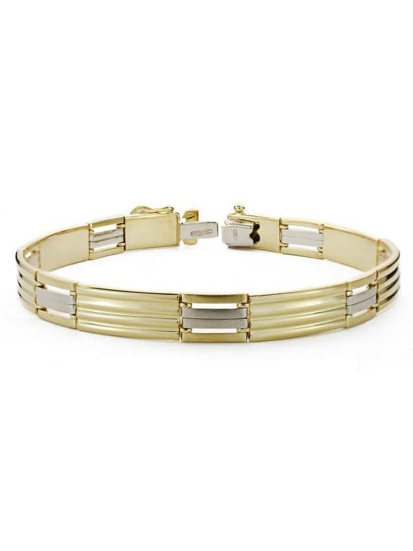 18K PULSERA CABALLERO BICOLOR 21.5 CM