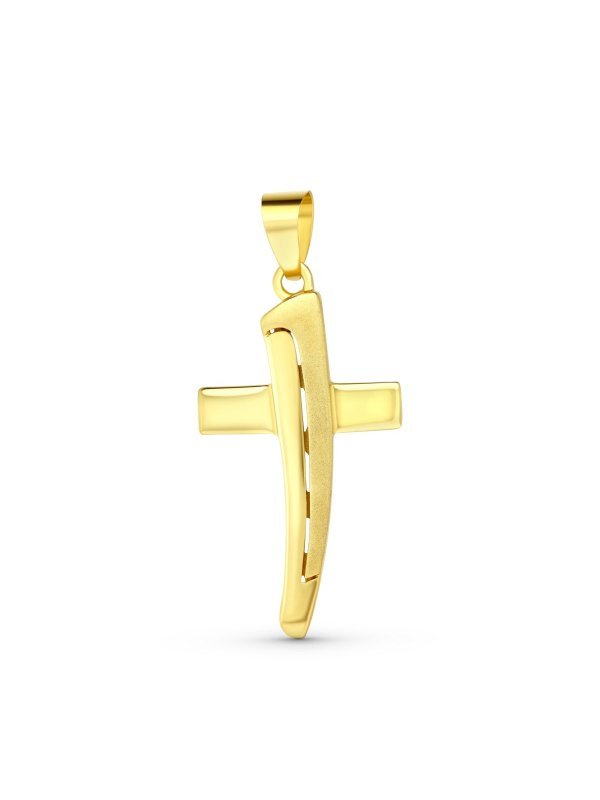 18K CRUZ MATE Y BRILLO 40X22 MM