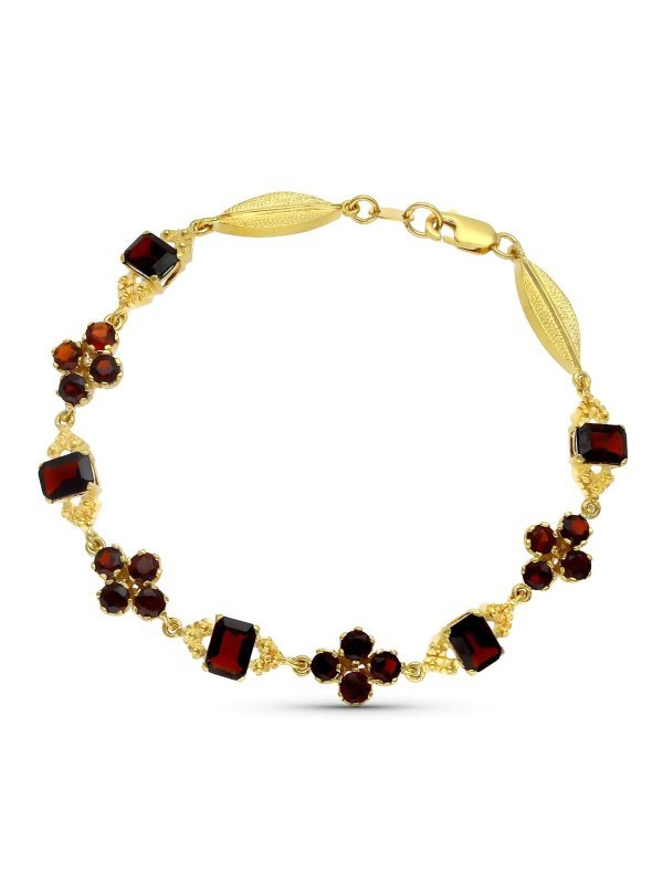 18K PULSERA ORO AMARILLO GRANATES