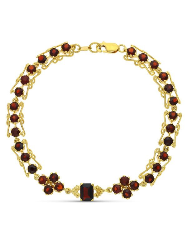 18K PULSERA ORO AMARILLO Y GRANATES