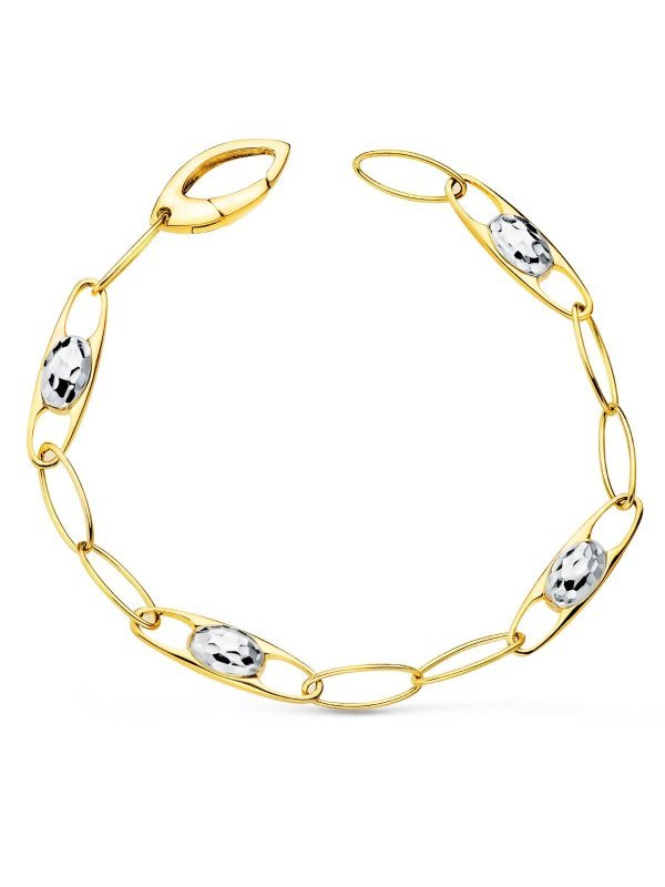 18K PULSERA ORO BICOLOR ESLABONES...