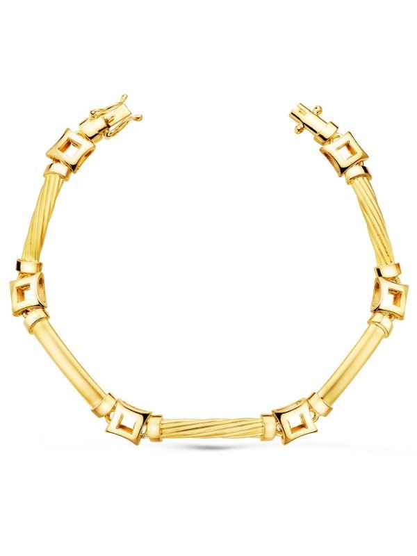 18K PULSERA ORO AMARILLO ESLABONES Y...