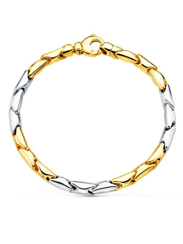 18K PULSERA ORO BICOLOR ESLABONES...