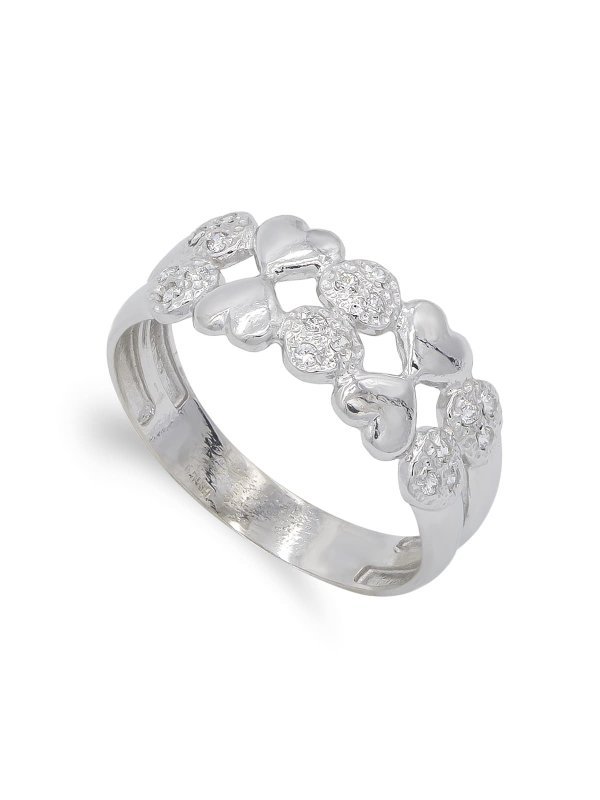 18K SORTIJA ORO BLANCO Y CIRCONITAS