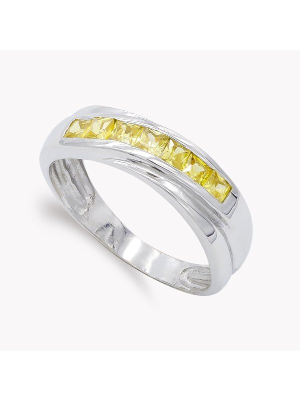 18K SORTIJA ORO BLANCO Y PIEDRAS