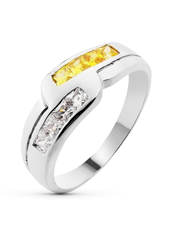 18K SORTIJA ORO BLANCO PIEDRA COLOR Y...