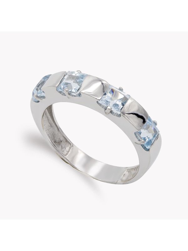 18K SORTIJA ORO BLANCO Y PIEDRAS COLOR
