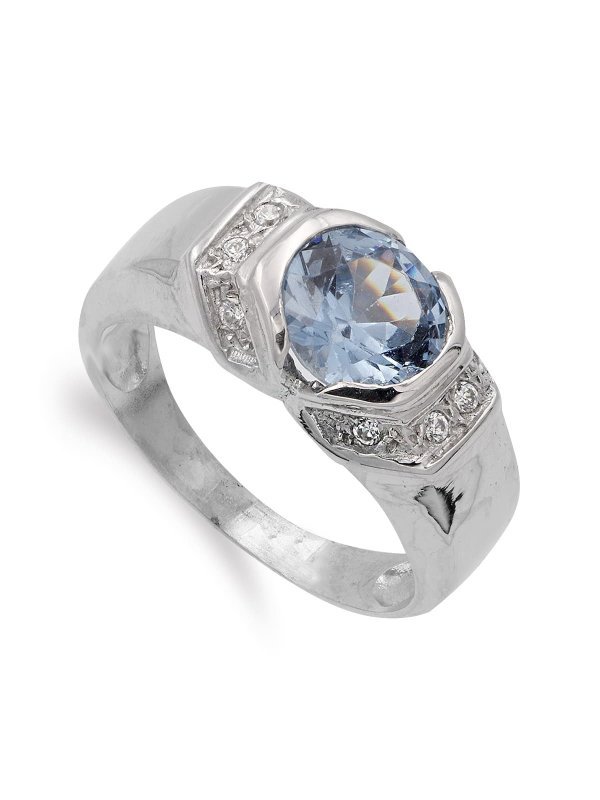 18K SORTIJA ORO BLANCO AGUAMARINA 8 MM