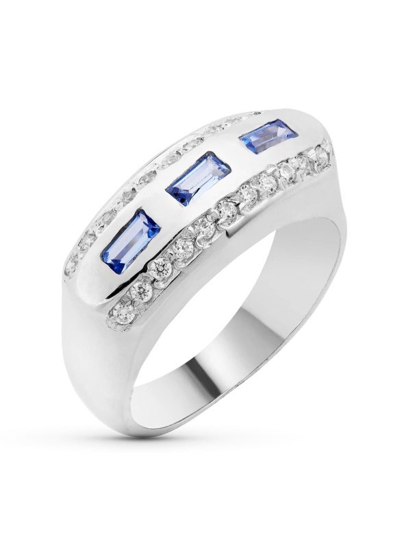 18K SORTIJA ORO BLANCO PIEDRA COLOR Y...