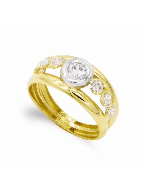 18K SORTIJA ORO BICOLOR CIRCONITAS