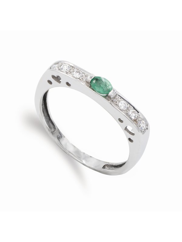 18K SORTIJA ORO BLANCO ESMERALDA...