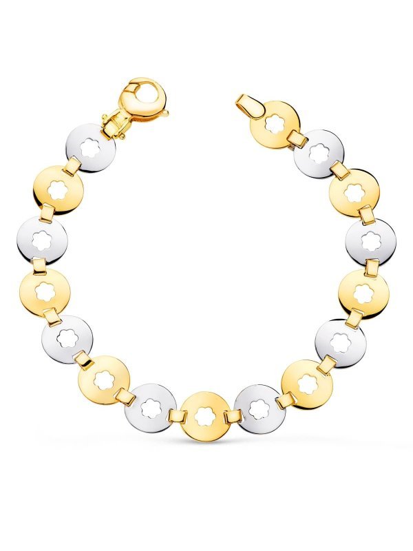18K PULSERA ORO BICOLOR ESLABONES...