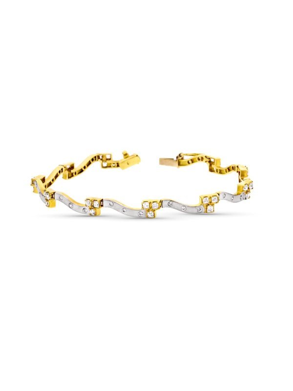 18K PULSERA ORO BICOLOR CON CIRCONITAS