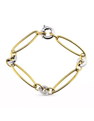 18K PULSERA BICOLOR ESLABONES