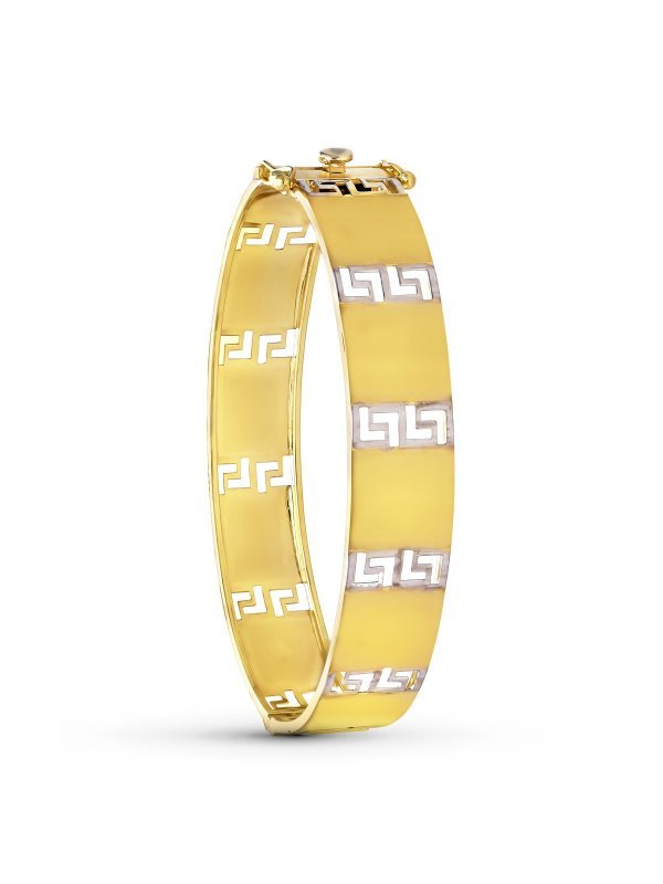 18K PULSERA RIGIDA ORO BICOLOR GRECA...