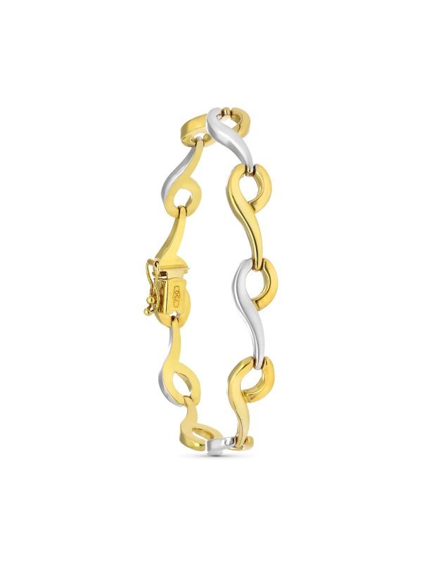 18K PULSERA ORO BICOLOR MATE Y BRILLO...