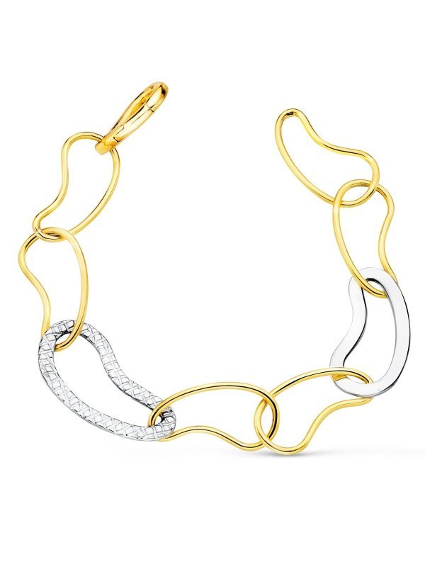 18K PULSERA ORO BICOLOR ESLABONES...