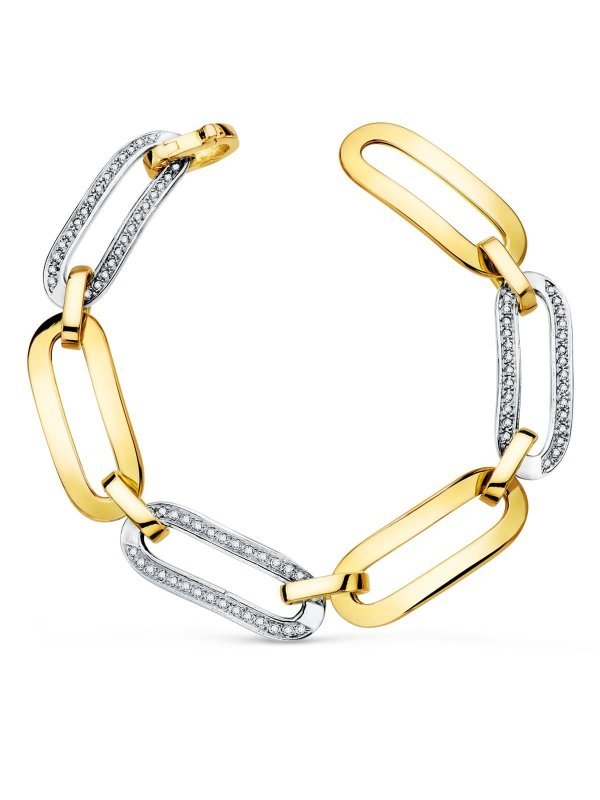 18K PULSERA ORO BICOLOR ESLABONES...