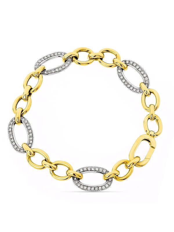 18K PULSERA ORO BICOLOR ESLABONES...