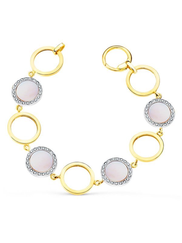18K PULSERA ORO BICOLOR CIRCULOS...