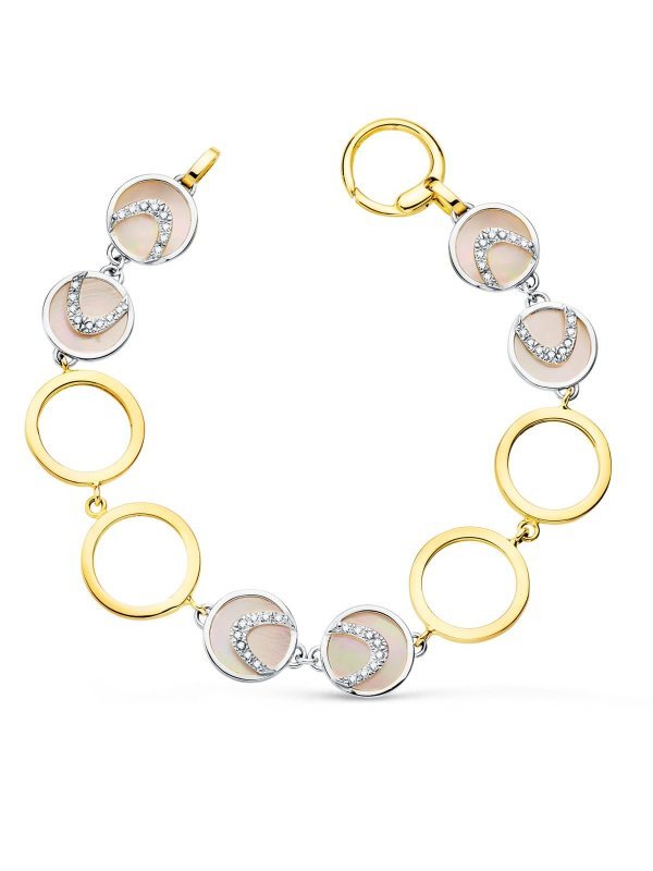 18K PULSERA ORO BICOLOR CIRCULOS...